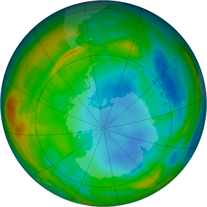 Antarctic ozone map for 06 July 2001